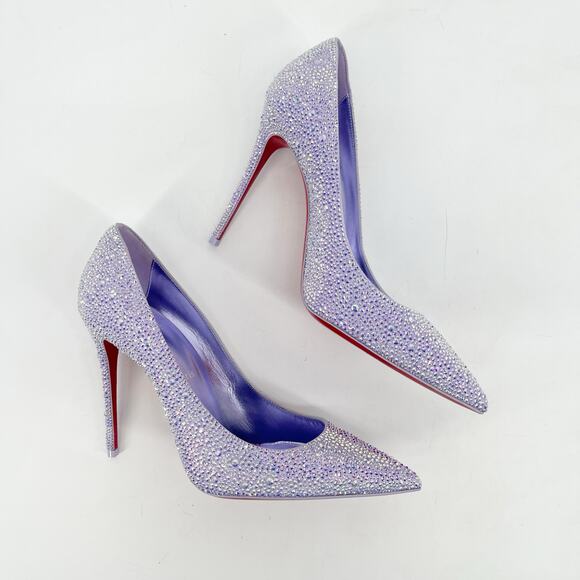 Christian Louboutin Kate 100 Strass Lilac Crystal Pointed Toe Heels EU 39.5 - Picture 3 of 11